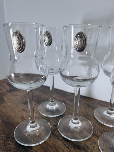 Grappa Bar Special Glass Drinkware w/Silver Emblem Set of 6 - Picture 2 of 7