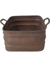 Vintage Copper Rectangular Basin Handles Antique Rustic Decor Collectible