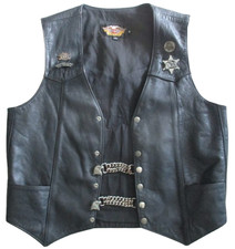 Harley Davidson motorcycle Men's black leather size medium sleeveless vest