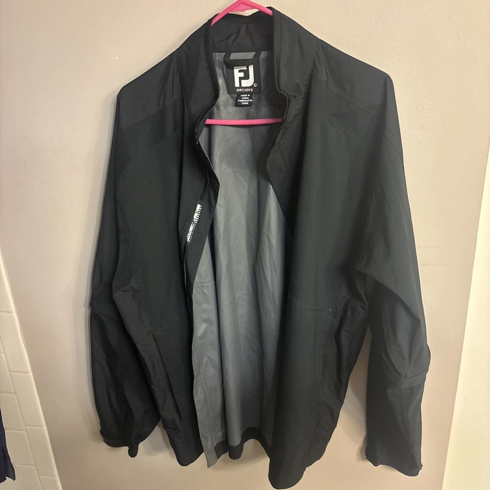 FootJoy DryJoys HydroLite Jacket Mens Large Black Golf Rain Waterproof Full Zip - Image 2 of 4
