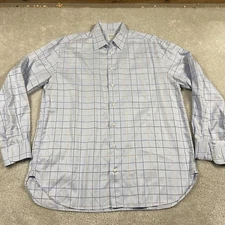 Armani Collezioni Shirt Mens 17 43 Large Blue Check Luxury Made Italy Formal