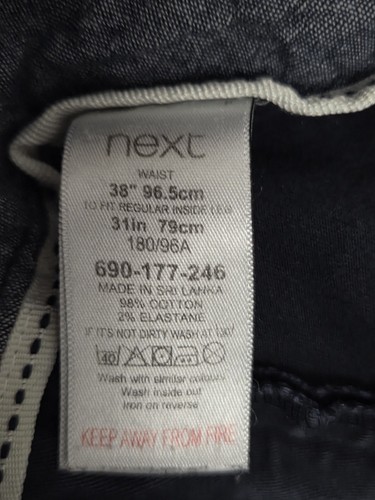 Next Men's Blue Chino Trousers Straight Fit Uk Size 38R Leg 31 Used - 第 10/13 張圖片