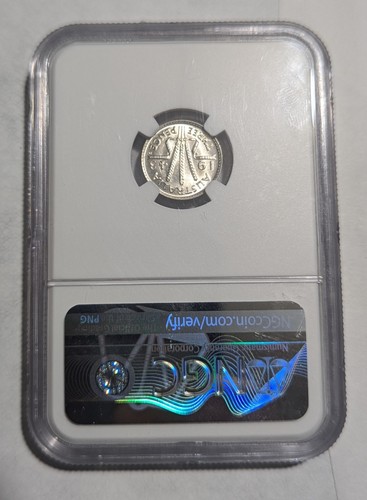 Australia 1943-D 3 pensy srebrna moneta NGC MS-65!!!!!! - Zdjęcie 2 z 2