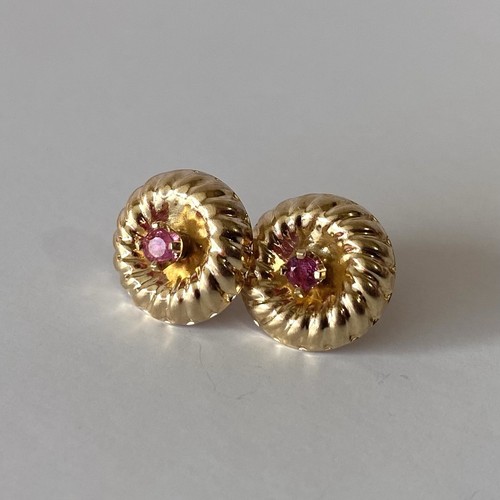 Aretes de zafiro rosa de oro amarillo sólido de 14K con potenciador de chaqueta extraíble - Imagen 13 de 13
