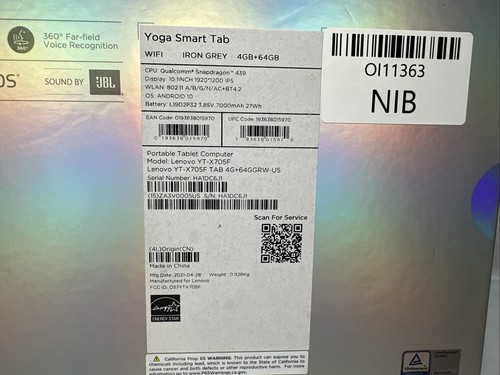 Yoga Lenovo Smart Tab (10.1"Screen, 4GB+64GB) WI-FI - IRON GREY - NEW OPEN! - Afbeelding 3 van 8