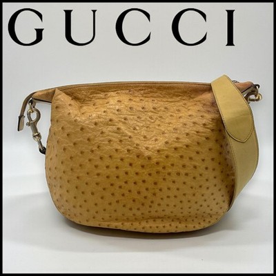 Gucci Old Gucci Ostrich Shoulder Bag Yellow Vintage Genuine  display picture 1