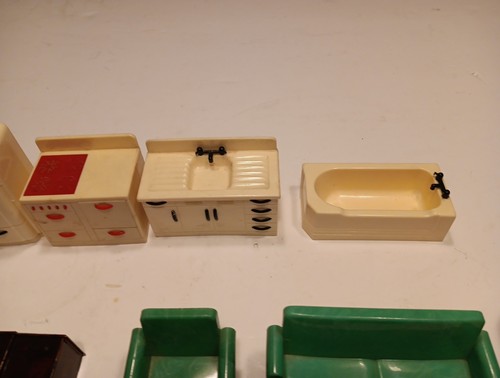 Vintage Plastic Dollhouse Furniture, Ideal, Renwal, Lot Of 15 - Picture 2 of 8