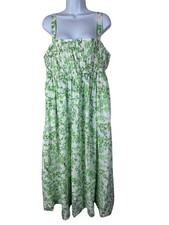J. Crew Green Floral Cherry Midi Maxi Dress Size 12 Babydoll Boho Whimsical