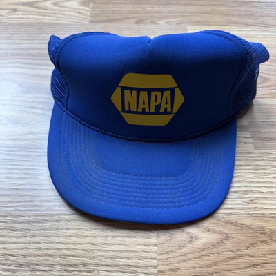 #ad Vintage NAPA Racing Hat Cap Snap Back Blue Yellow Trucker Mens Auto Racing 80s $27.99