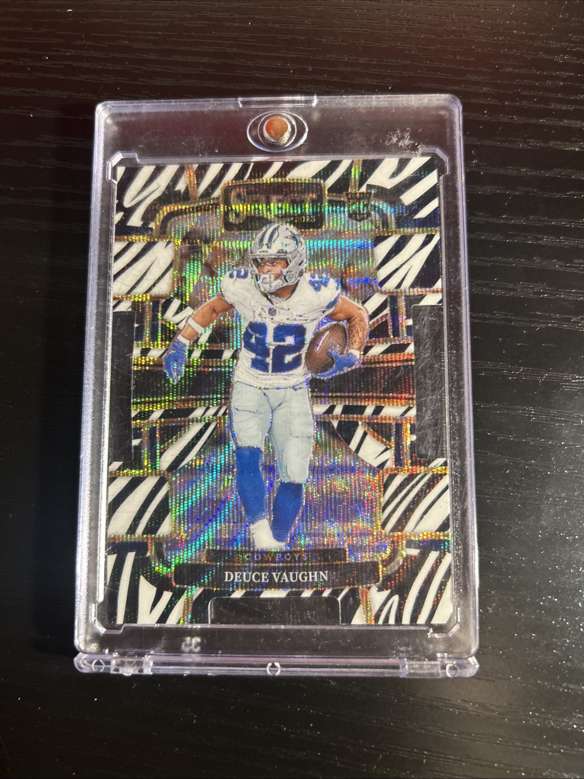 2023 Panini Select - Concourse Deuce Vaughn #28 Zebra Prizm DieCut (RC) Case hit