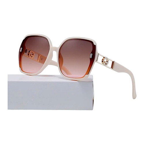 Women Oversized Sunglasses Rhinestones Anti-reflective Gradient Glasses Set Case - Picture 4 of 18
