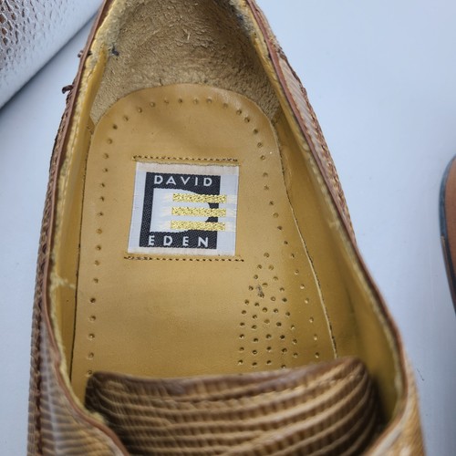 David Eden Men's Brown Genuine Teju Lizard Oxford Shoes Sz 11.5 Square Toe New - Picture 4 of 13
