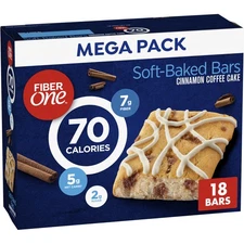 Fiber One 70 Calorie Cinnamon Coffee Cake Soft Baked Bars 18 Count Mega Pack
