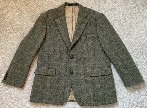Veste En Pure Laine Verte Tweed Bladen – Taille 42, Occasion, Style Classique Gentleman