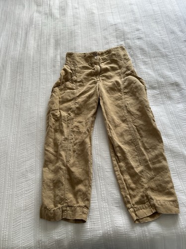 OSKA Sand Orange Beige 100% Leinen Crop Hose Gr. 1 UK 8 Taschen 24L
