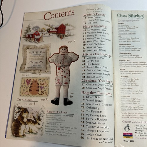 The Cross Stitcher Magazine Feb 2004 Bunnies Valentine Cats Christmas Mill Pond - Picture 2 of 5