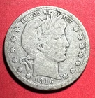 1916D US Barber SILVER Quarter "Denver Mint! VG! Old US Coin!
