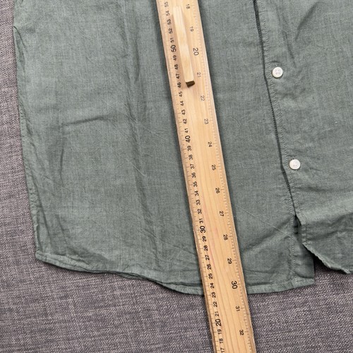 Camisa Marks And Spenser de lino puro para hombre talla XL verde manga larga abotonada - Imagen 6 de 7