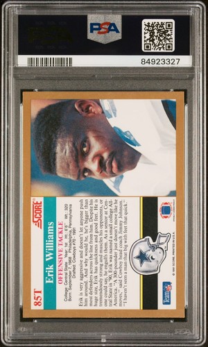 1991 SCORE SUPPLEMENTAL #85T ERIK WILLIAMS PSA 10 GEM MINT ROOKIE RC COWBOYS - Bild 2 von 2