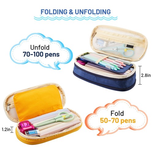 Large Capacity Pencil Case Pouch with Zipper, Portable Aesthetic Cute Big Cap... - Picture 3 of 6