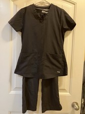Grey s Anatomy By Barco Black Scrub Set - XS Top and XSP Active Bottoms
