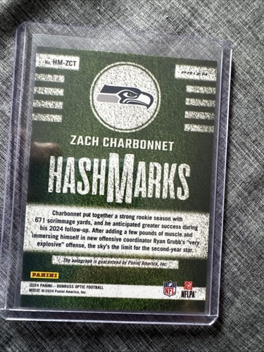 Panini Donruss Optic #HM-ZCT Seahawks Zach Charbonnet 2024 HashMarks automático - Imagen 2 de 2