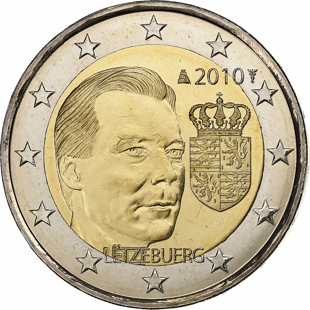 Luxembourg, 2 Euro, Armoiries, 2010, Utrecht, Bimétallique, SPL