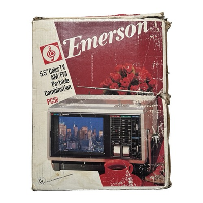 #ad VTG Emerson 5.5quot; Portable Color TV W FM AM Radio PC5B Brand New Not Sealed $129.95