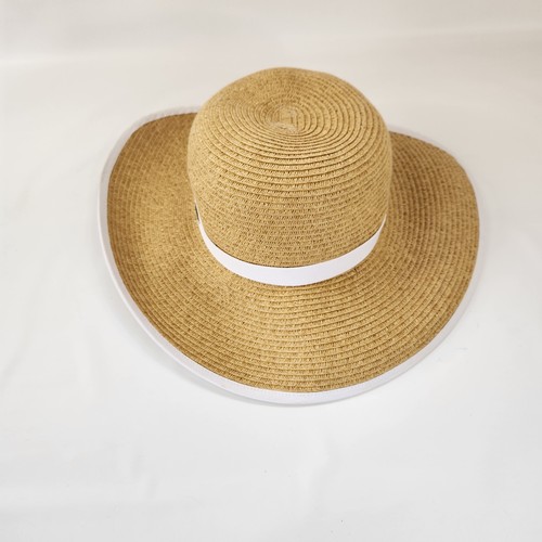 Women’s Sun ‘N’ Sand Headwear Tan/White Straw Beach hat  - Picture 9 of 11
