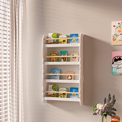 Wall Mounted Kids Bookcase Children Display Bookshelf Storage Unit Shelving Rack - Picture 2 of 7