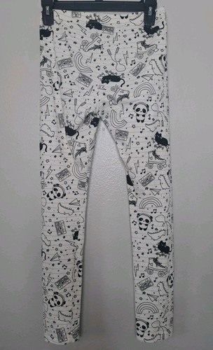 Wonder Nation Girl's Cotton Leggings Ivory Black Fun Cats XL (14-16) - Picture 2 of 9