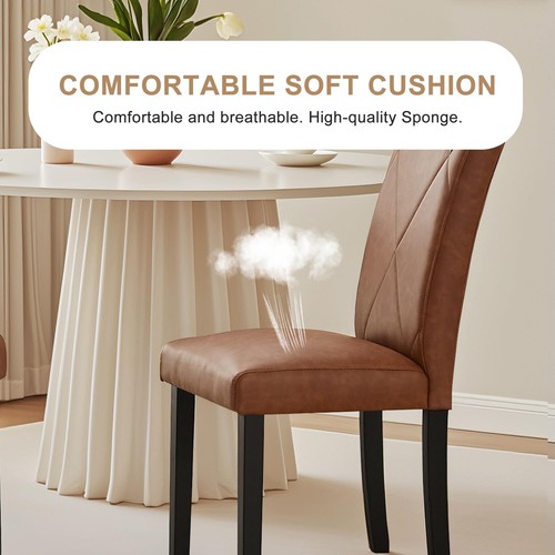 Upholstered Dining Chairs Set of 2 Modern PU Leather and Solid Wood Legs & Hi... - Picture 5 of 7