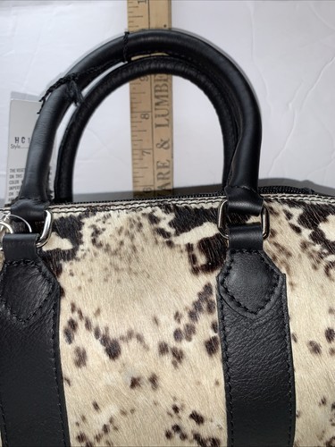 Bolso de mano Maurizio Taiuti Italia piel de becerro pelo de pony estampado animal correa para el hombro ** - Imagen 8 de 17