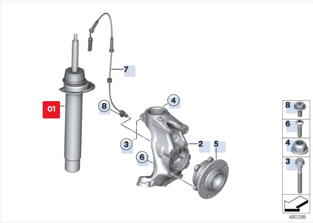D BMWＦ30 12-15 OEM BMW F30 RWD Front M Sport Suspension Shock