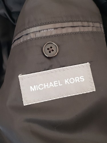 Chaqueta Abrigo Michael Kors Mezcla Lana Negro Botón Frontal Para Hombre Talla 58R - Imagen 6 de 7