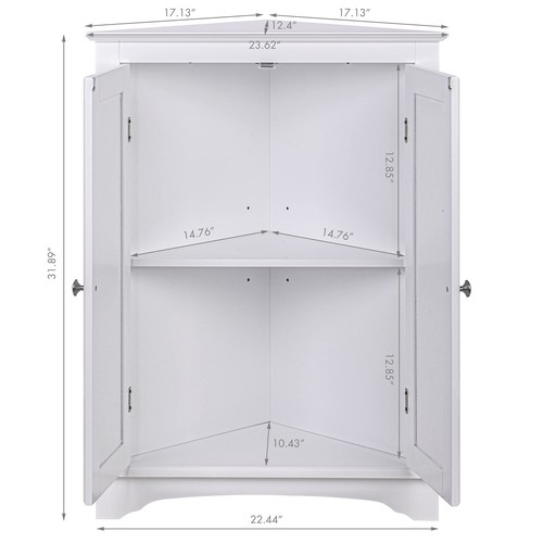 Home Floor Corner Cabinet with Two Doors and Shelves, Free-Standing Corner St... - Picture 4 of 8