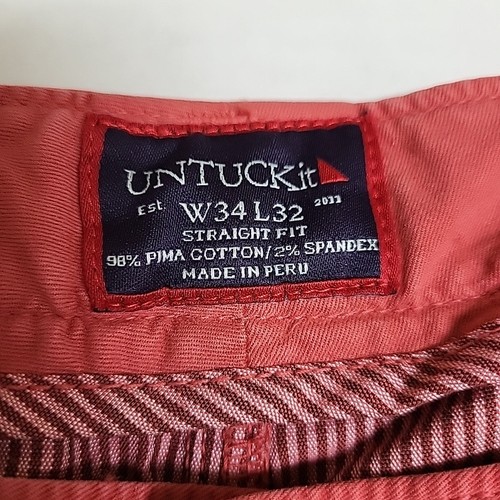 Untuckit El Circo Herren Hose Straight Fit Pima Cotton Pant Rot 34 X 32 Preppy - Bild 4 von 6