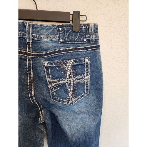 Code Bleu Womens Sz 8 Skinny Jeans High Waist Medium Wash Embellished - Picture 4 of 5