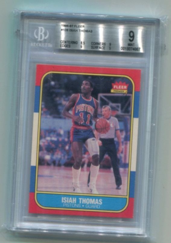 1986-87 Fleer - ISIAH THOMAS - Rookie Card #109 - DETROIT PISTONS  BGS 9