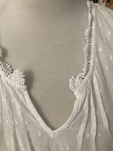 Sigrid Olsen Sleepwear Crochet Trim Cotton Sleeveless Nightgown Womens Size M - Picture 2 of 9
