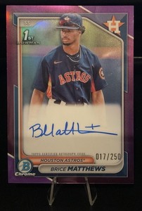2024 Bowman Brice Matthews Purple Refractor 1st Chrome Auto /250 Astros #CPA-BM