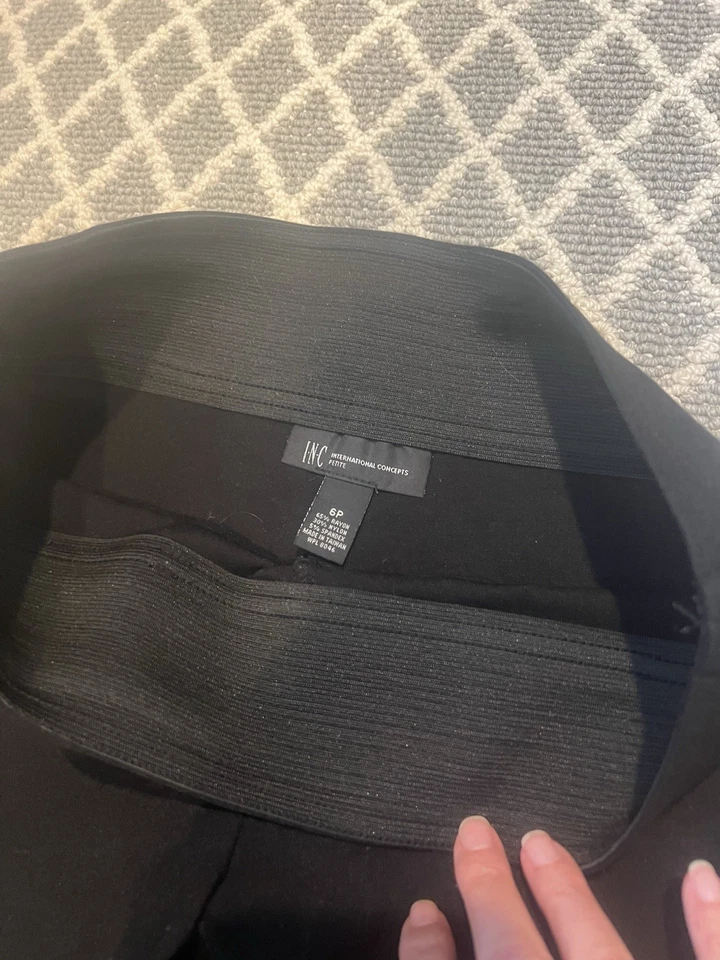 Pantalones de rayón suaves negros cintura elástica INC International Concepts Petite 6P nuevos sin etiquetas Foto 3 de 4