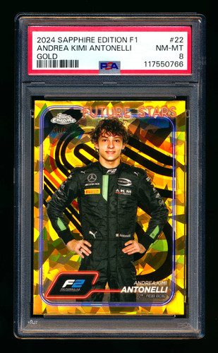 2024 Topps Chrome Sapphire F1 #22 Kimi Antonelli RC Gold Refractor #30/50 PSA 8 - Picture 1 of 2