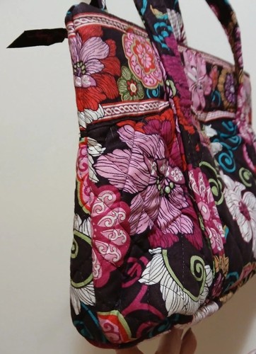 Vera Bradley mittelgroße gesteppte Schultertasche Mod Blumenmuster rosa Baumwolle - Bild 4 von 9