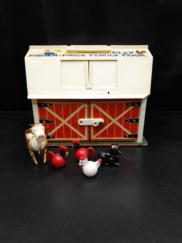 Vtg1967 Fisher Price Family Play Farm Little People  Barn Toy and some animals - Bild 1 von 24