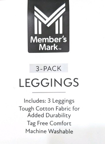 Member's Mark Three Pack Girls Cotton/ Spandex Leggings Size M 7/8 - Picture 3 of 4