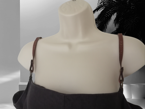 Vintage Jaeger Brown Linen & Leather Maxi Dress Italy UK 16 - Picture 10 of 24