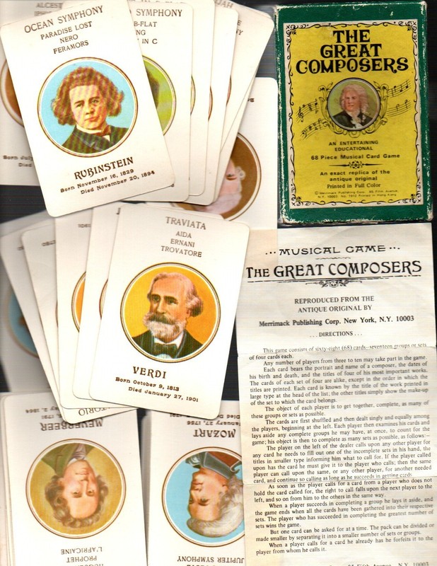 The GREAT COMPOSERS Card Game (1970s) 68 piece Musical Card Game w Instructions