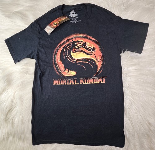 Mortal Kombat Größe (S) klassisches schwarzes Herren-T-Shirt Dragon Logo Baumwollmischung - Bild 2 von 7