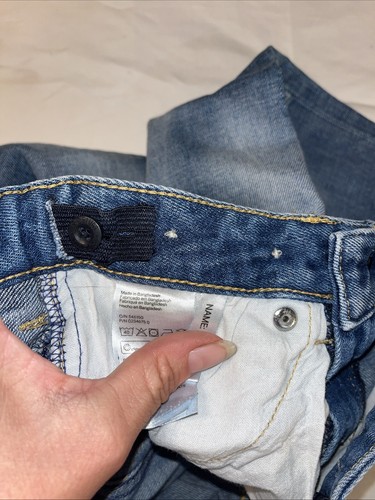 & Denim Distressed Jeans Boys Sz 3/4 Youth Medium Wash Adjustable Waist - Picture 7 of 9
